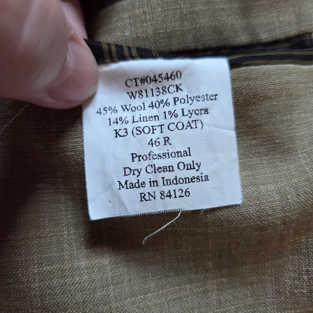 Kroon K3 Sport Coat Blazer Men’s Sz 46R Wool Linen Blend Beige Pockets Lined